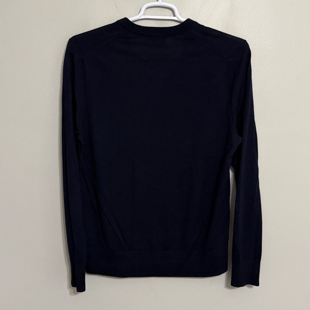 Brooks Brothers Mens Large Navy Blue Blue Extra Fine Merino Wool V-Neck Sweater - Picture 3 of 7